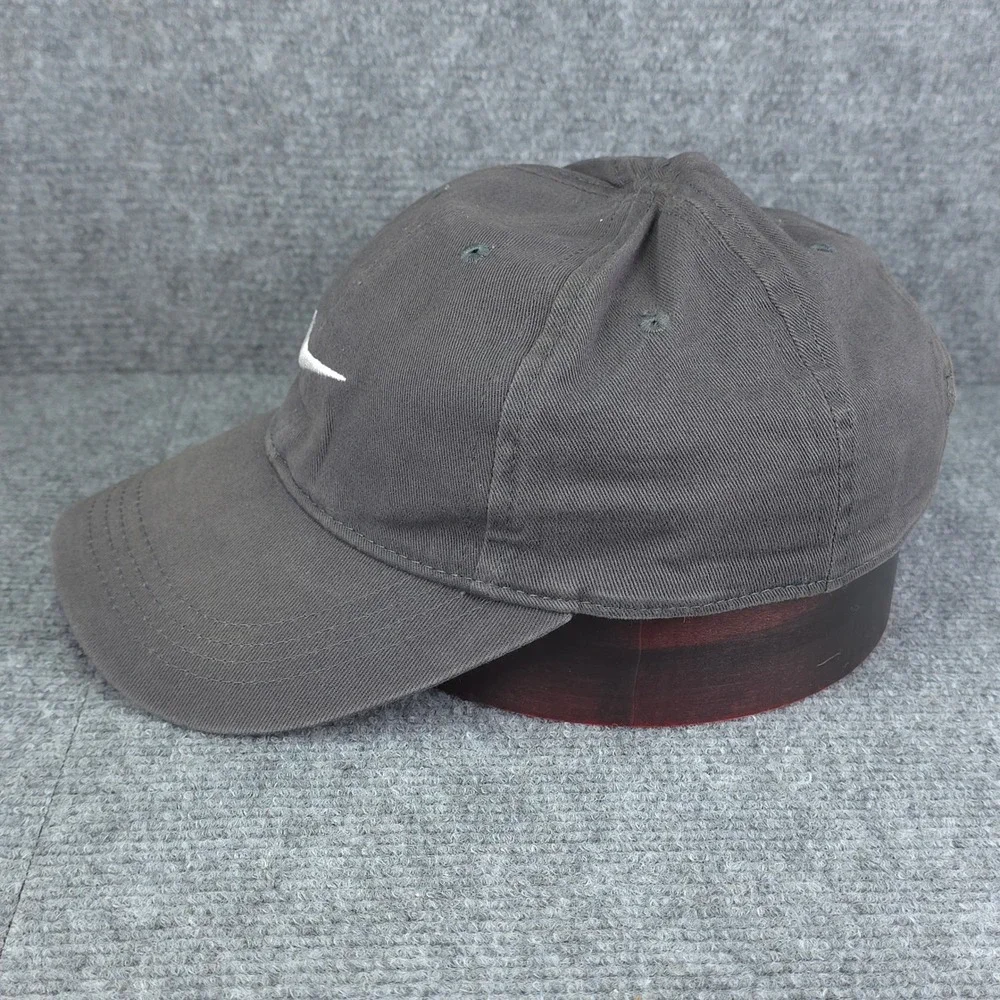 Nike Hat‎ Cap Kids Hook and Loop Gray Swoosh Logo Baseball Adjustable 4-7